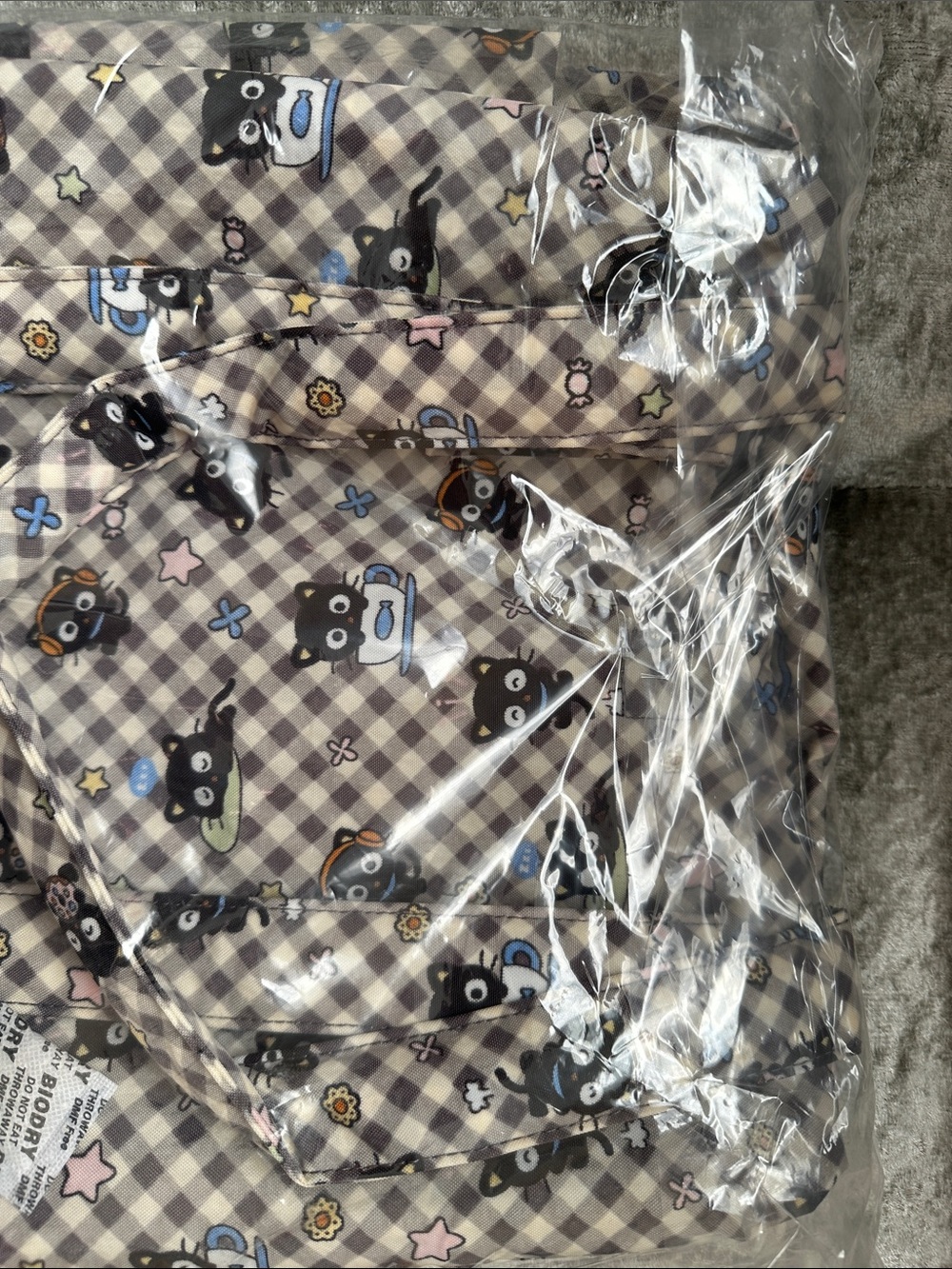 Baggu Everyday Cloud Bag - Chococat Grey Gingham NWT - Picture 7 of 8
